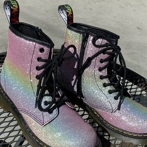 Kids Pink/Rainbow glitter Doc Martens. NWOT